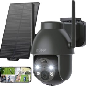 Outdoor Solar Security Camera 2K Black | ieGeek 360° PTZ