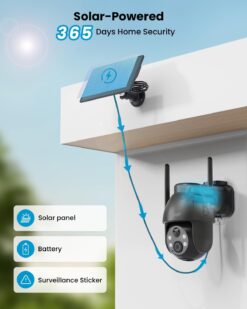 Alternative view of Solar Security Camera 3K 5MP WiFi 360° PTZ Black | ieGeek