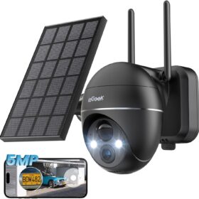 Solar Security Camera 3K 5MP WiFi 360° PTZ Black | ieGeek