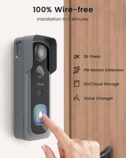 Alternative view of ieGeek Doorbell Camera 2K Wireless | No Subscription | IP66 | Grey