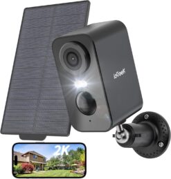 Solar Security Camera 2K WiFi Black | ieGeek Indoor/Outdoor